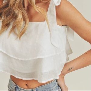 White crop tank with adjustable tie straps